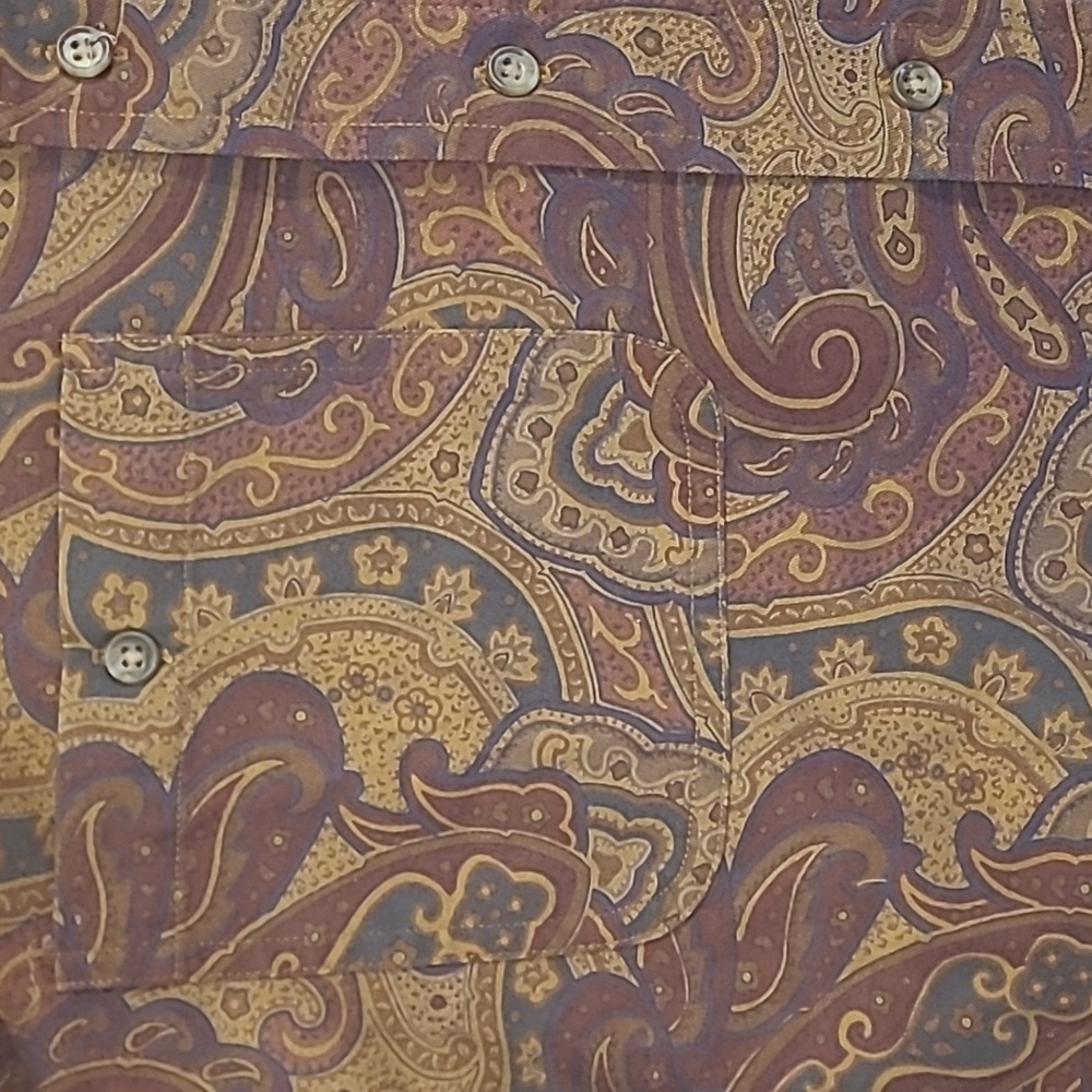 VINTAGE RALPH LAUREN CHAPS PAISLEY OXFORD BUTTON DOWN SHIRT - Picture 3 of 8
